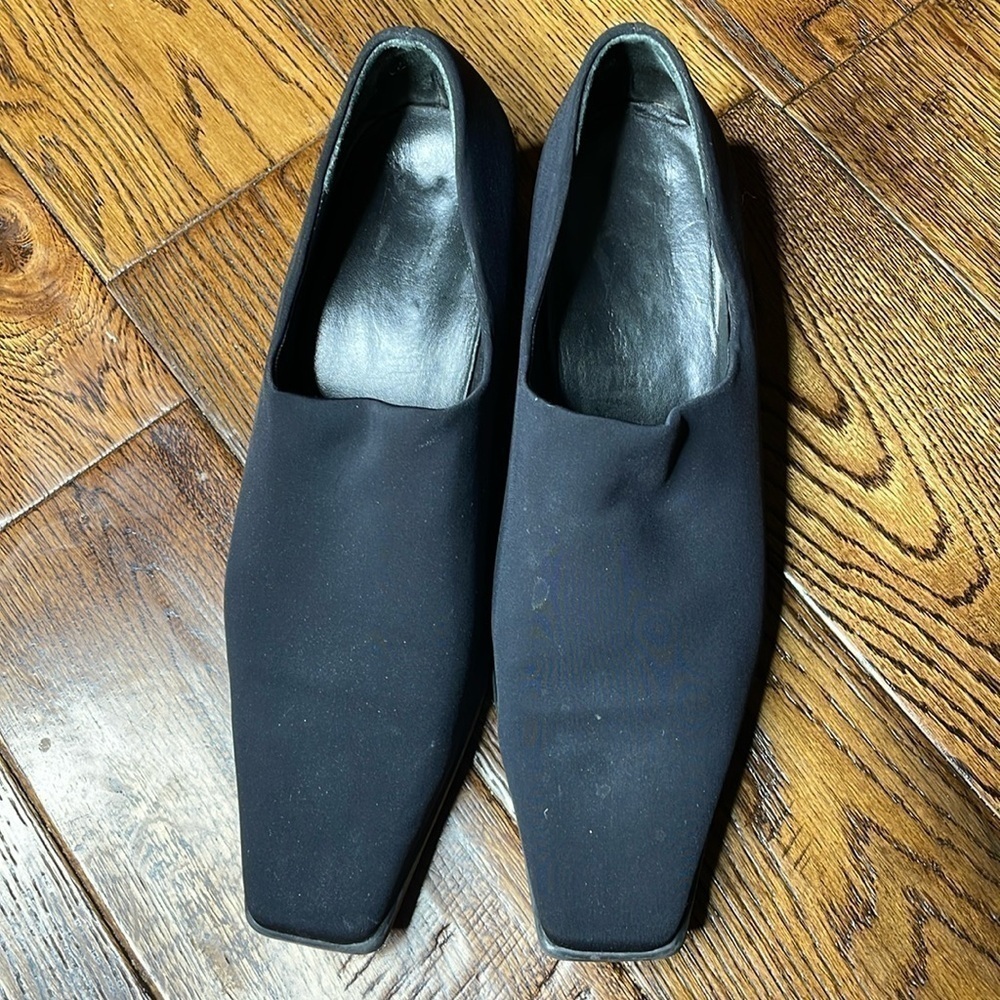 VTG Hogl Stretch Black Square Toe Classic Pump Heels